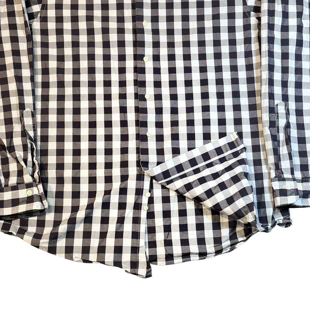 Vintage Brooks Brothers XL Slim Fit Navy Blue Gingham Button Down Shirt USA Made - Picture 6 of 10